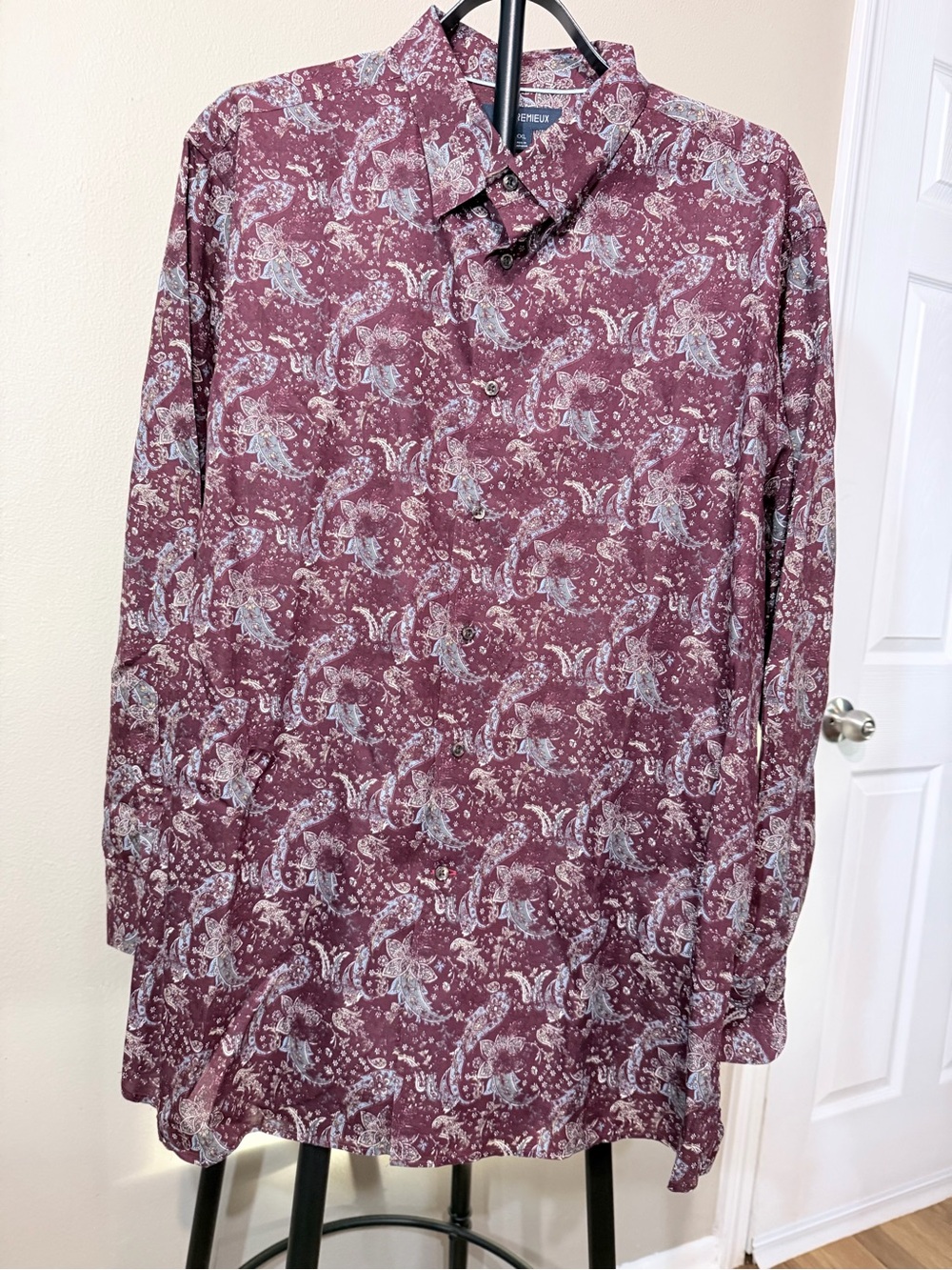 Cremieux Men XXL Big & Tall Long Sleeve Button-Up Burgundy Paisley Date Night
